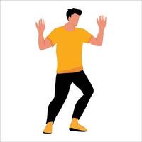 a man is dancing with his hands up vector
