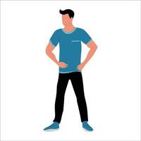 man standing with hands on hips, flat style illustration vector