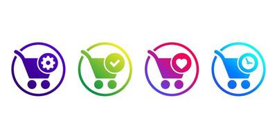 order processing, complete and history icons vector