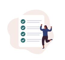 completed tasks, to do list illustration with a woman vector