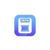 mp4 file icon for apps and web vector