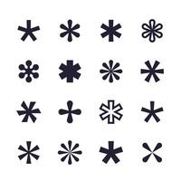 asterisks icons set, geometric shapes on white vector