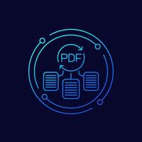 convert to PDF icon with documents, linear design vector