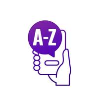 dictionary mobile app icon with a phone in hand vector