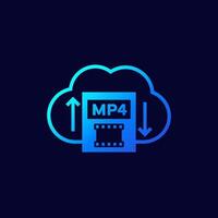 mp4 upload to cloud icon for web and apps vector
