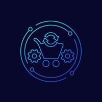 order processing and procurement icon, linear design vector