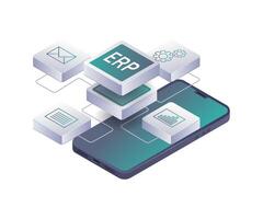 The Evolution of AI Technologies in ERP Systems and Smartphone Applications vector