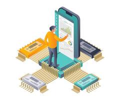 Advanced Data Analytics in Network Chip Technology vector