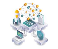 Implementing ERP Technology for Business Advancement vector