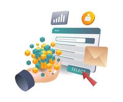 Understanding Blockchain Business flat isometric illustration vector