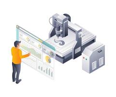Optimizing CNC Laser Efficiency with Touchscreen Controls vector