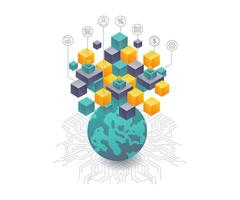 The Evolution of Blockchain Technology Worldwide vector