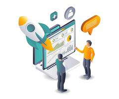 The team is analyzing data on the startups launch development vector