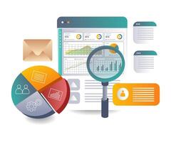 Examining Online Business Progress with Data Insights vector