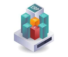 ERP Database Server Networks in Business vector