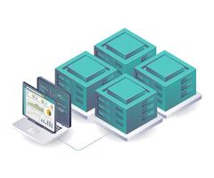Data Analytics Center in Server Farms isometric illustration vector