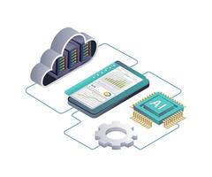 Exploring AI in Cloud Server Data Analysis through Smartphone Apps vector