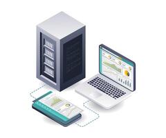 Data Analysis of Server Systems isometric illustration vector