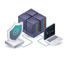 Central Server Database Security Programming vector