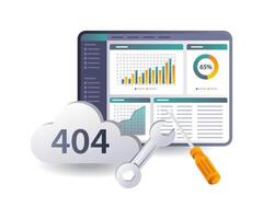 Evaluation of the warning Error code 404 in the cloud server data system vector