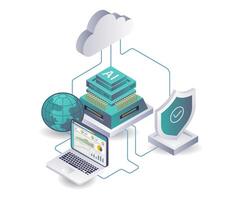 Artificial intelligence in the world of server data security analysis vector