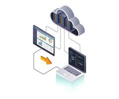 Dashboard for professional data analysis of cloud server databases vector