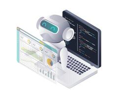 AI Robots in Programming Language Analysis and Automation vector