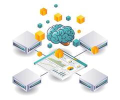 Artificial Intelligence Data Analysis in Server Networks vector