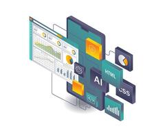 Language Programming Analysis App Updates for Smartphones vector