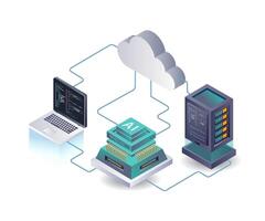 AI analyzes data from cloud servers isometric illustration vector