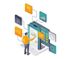 Network Data Analysis in Smartphone Applications and Computer Technology vector