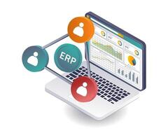 Business Data Analysis in ERP System Networks vector