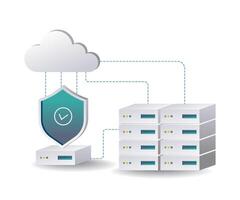 Cybersecurity in Cloud Computing flat illustration vector
