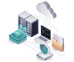 Artificial Intelligence Transforming Cloud Server Infrastructure vector