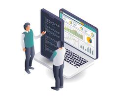 Insights from Programmer Teams flat isometric illustration vector