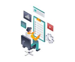Innovative Insights in Business Development flat isometric illustration vector