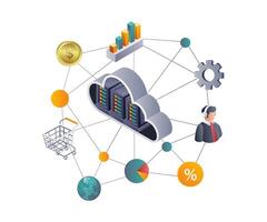 Innovative Technologies for Business Cloud Server Data Networks vector