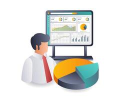 Insights into Business Development flat isometric illustration vector