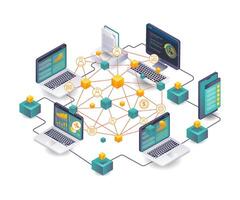 Computer Transaction Networks Technological Insights vector