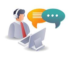 Digital Customer Support for Computer Services vector