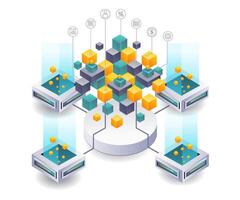 Business System Integration with Blockchain Technology Network vector