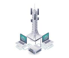 Connecting Computer Towers for Information Technology and Data vector
