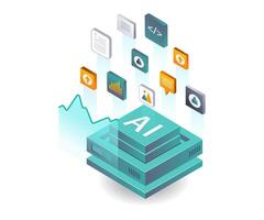 Artificial Intelligence in Server Data Analysis vector
