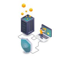 Analyzing Cloud Server Security in Computer Technology vector