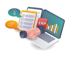 Collaborating on ERP System Integration for Business vector