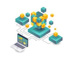 Analyzing blockchain technology for businesses vector
