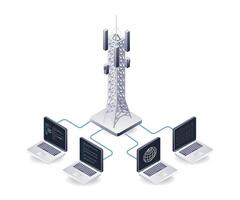 Connecting Computer Networks via Transmitter Towers vector
