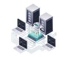 Automated Data Center Server Management by Robots vector