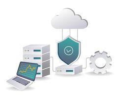 Cloud Server Security Protecting Data and Infrastructure vector