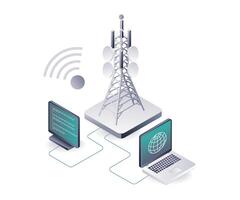 Connecting Computer Tower Networks for Information Technology and Data vector